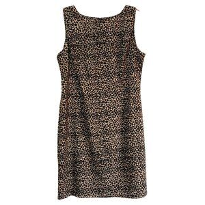 Leopard Print Sleeveless Shift Dress By Teddi Designs Size 16 Polyester Womens C